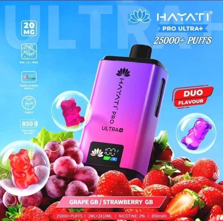 Hayati Pro Ultra+ 25000 Puffs Vape - Grape & Strawberry Duo Flavour